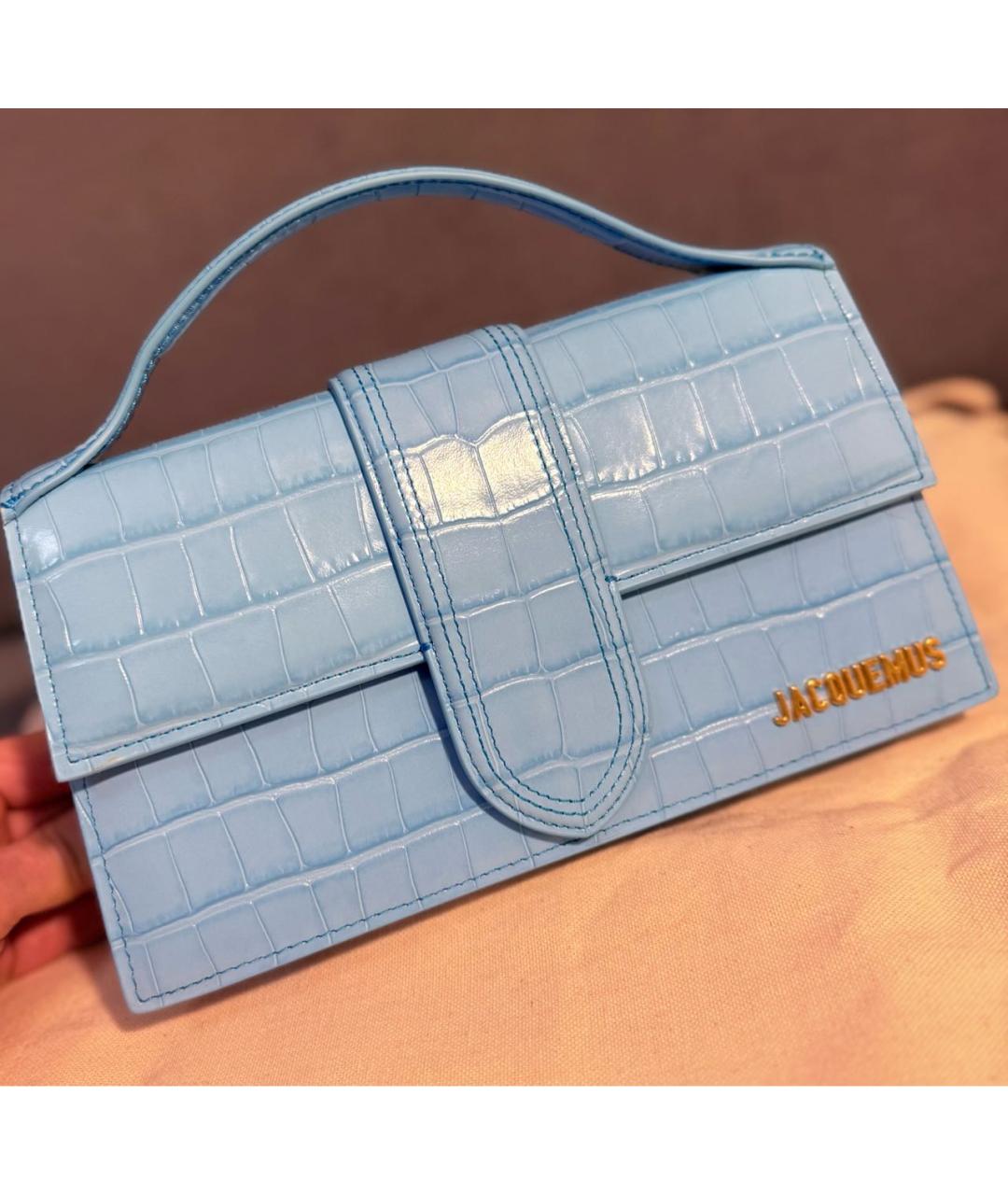 JACQUEMUS Голубая кожаная сумка через плечо, фото 3