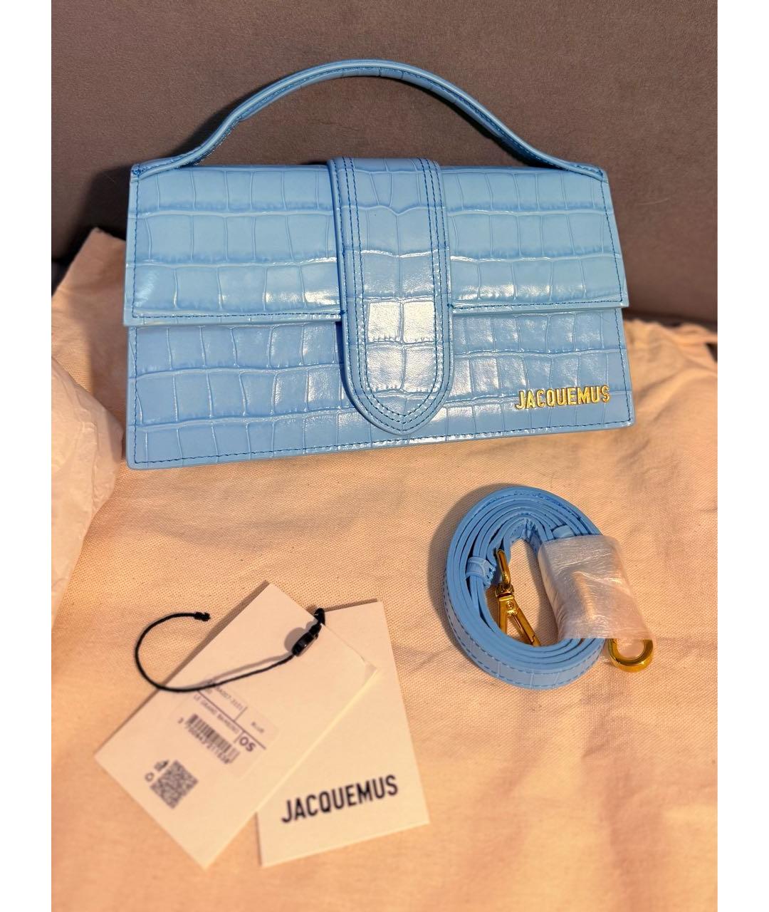 JACQUEMUS Голубая кожаная сумка через плечо, фото 9