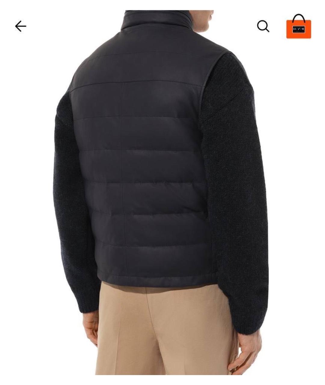 BRUNELLO CUCINELLI Темно-синий кожаный жилет, фото 8