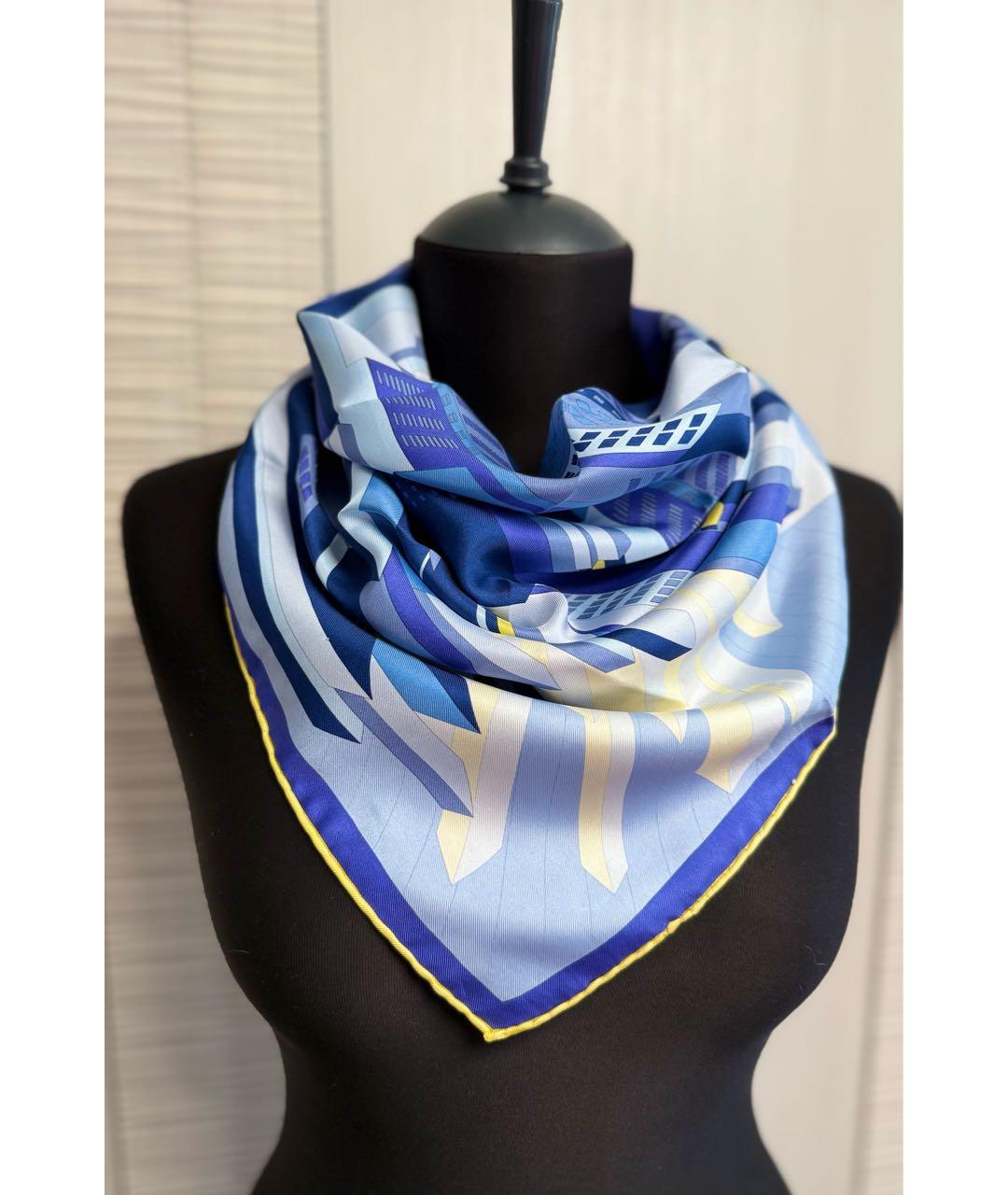 CARTIER Синий шелковый платок, фото 1