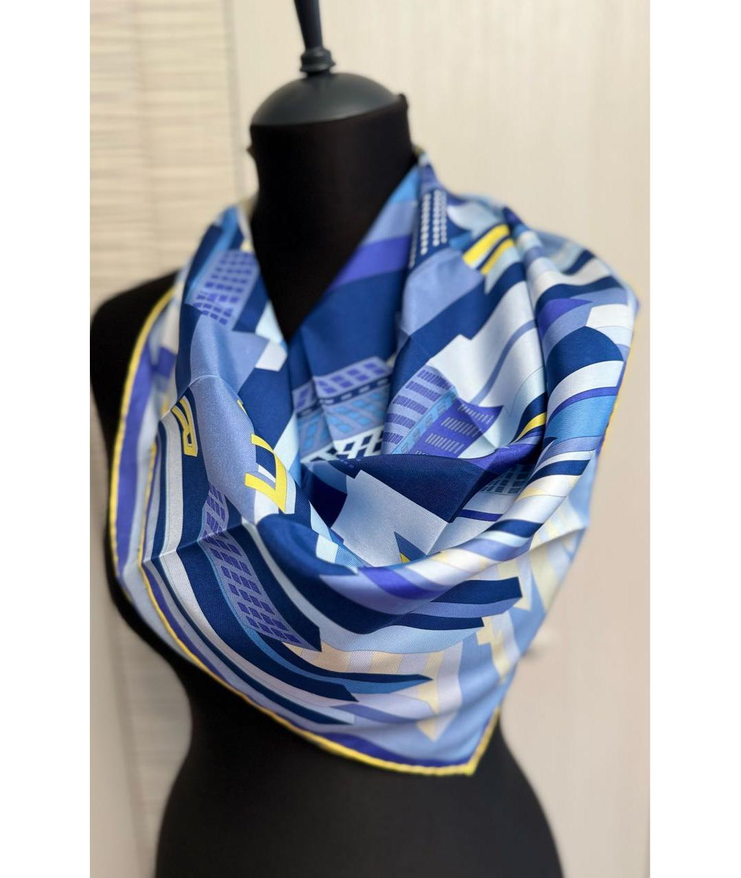 CARTIER Синий шелковый платок, фото 2