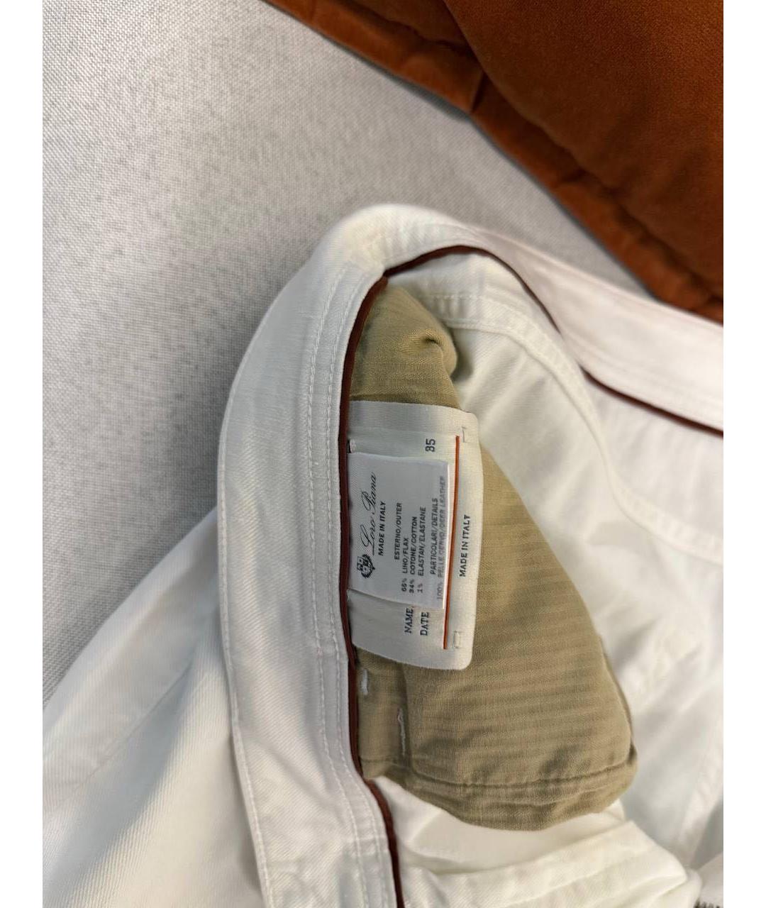 LORO PIANA Белые хлопко-леновые прямые джинсы, фото 5