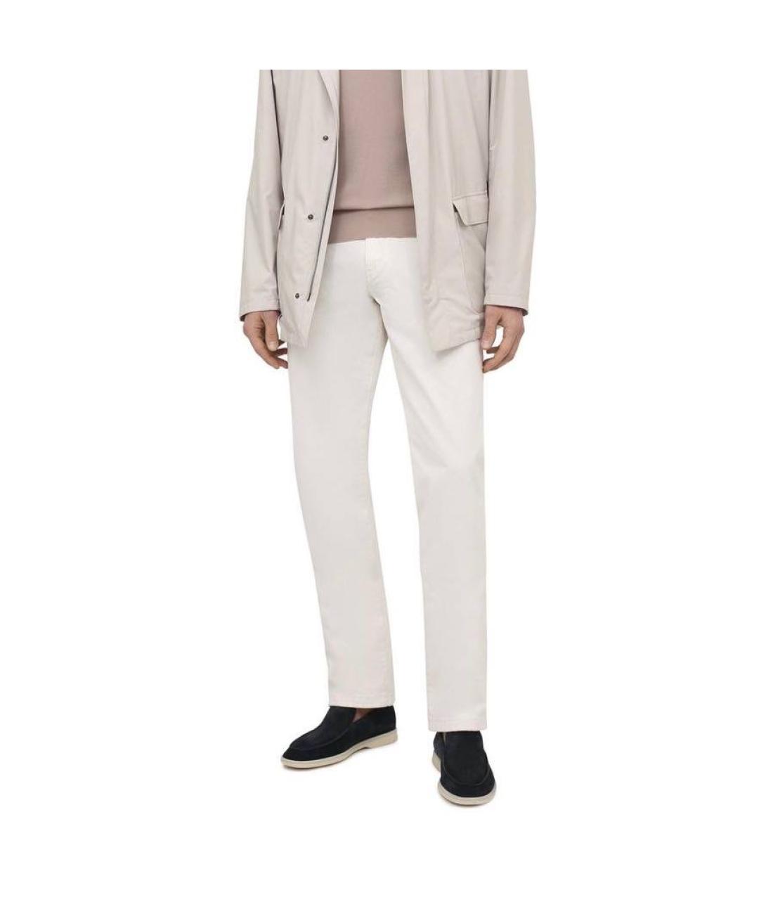 LORO PIANA Белые хлопко-леновые прямые джинсы, фото 8