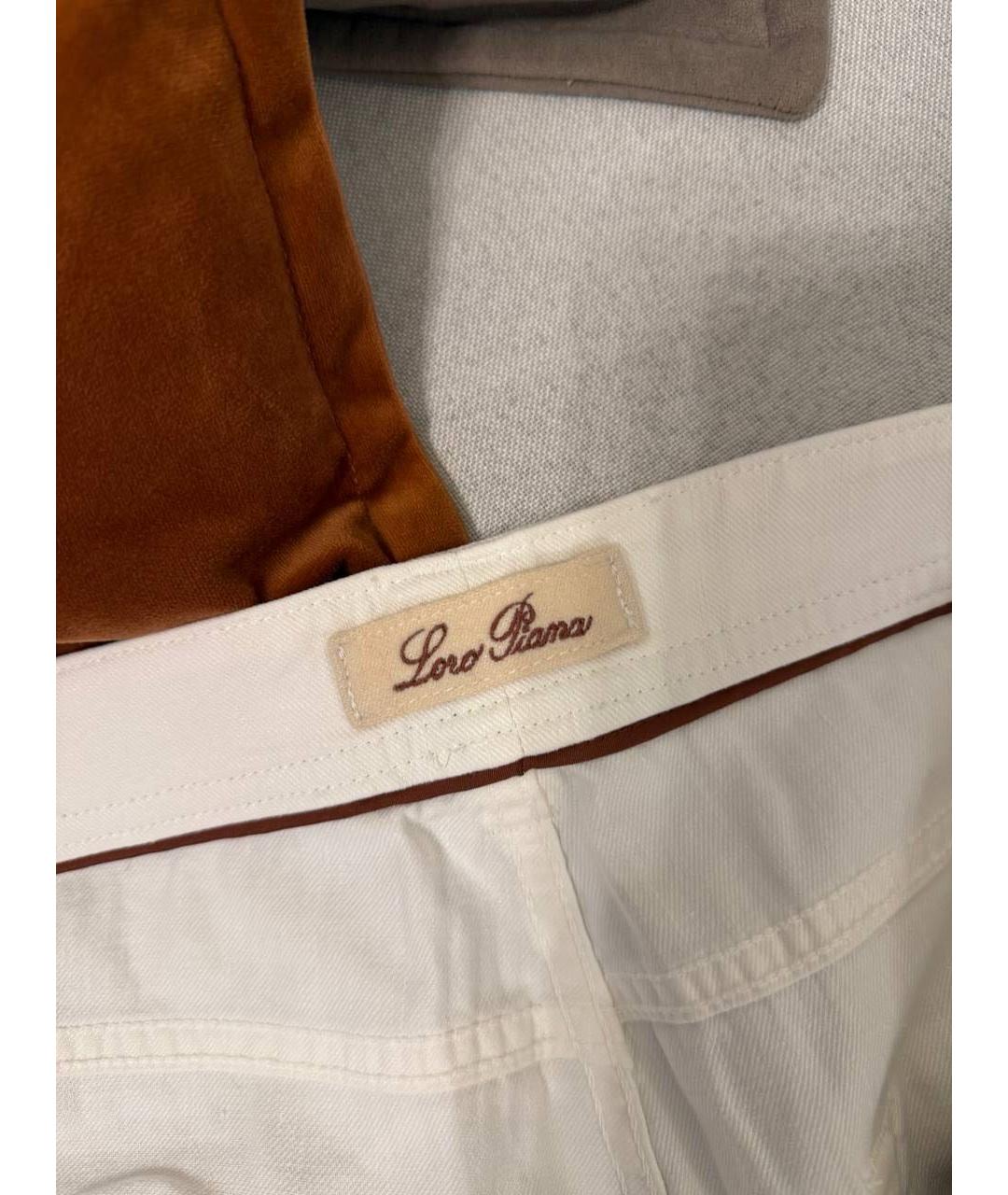 LORO PIANA Белые хлопко-леновые прямые джинсы, фото 4