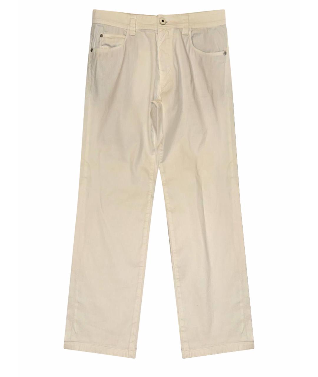 LORO PIANA Белые хлопко-леновые прямые джинсы, фото 1