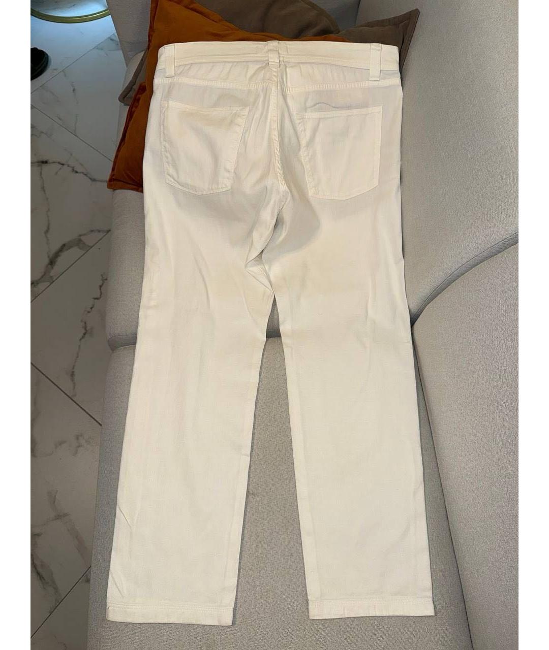 LORO PIANA Белые хлопко-леновые прямые джинсы, фото 2