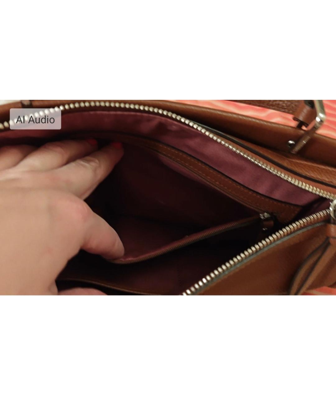 COCCINELLE Коричневая кожаная сумка через плечо, фото 3