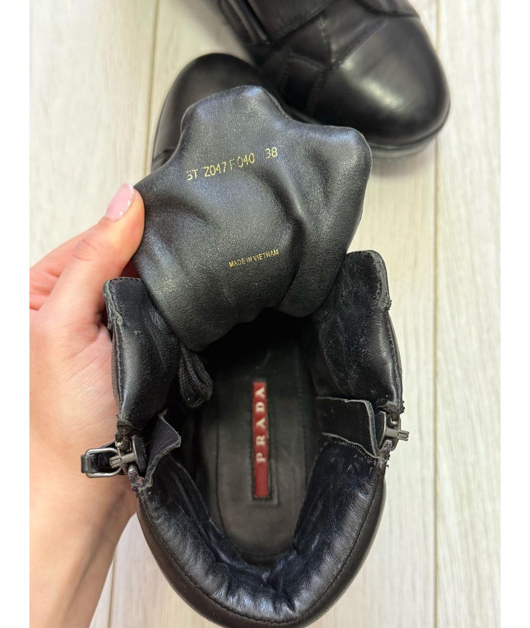 PRADA Черные кожаные ботинки, фото 3