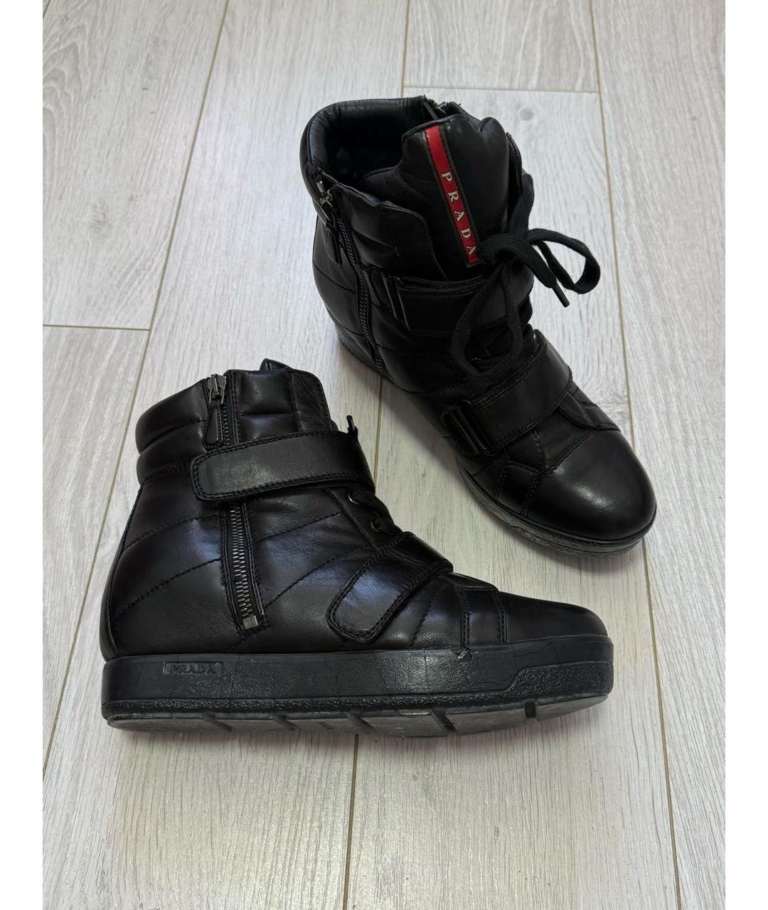 PRADA Черные кожаные ботинки, фото 7