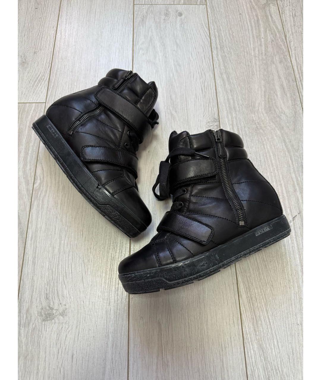 PRADA Черные кожаные ботинки, фото 2