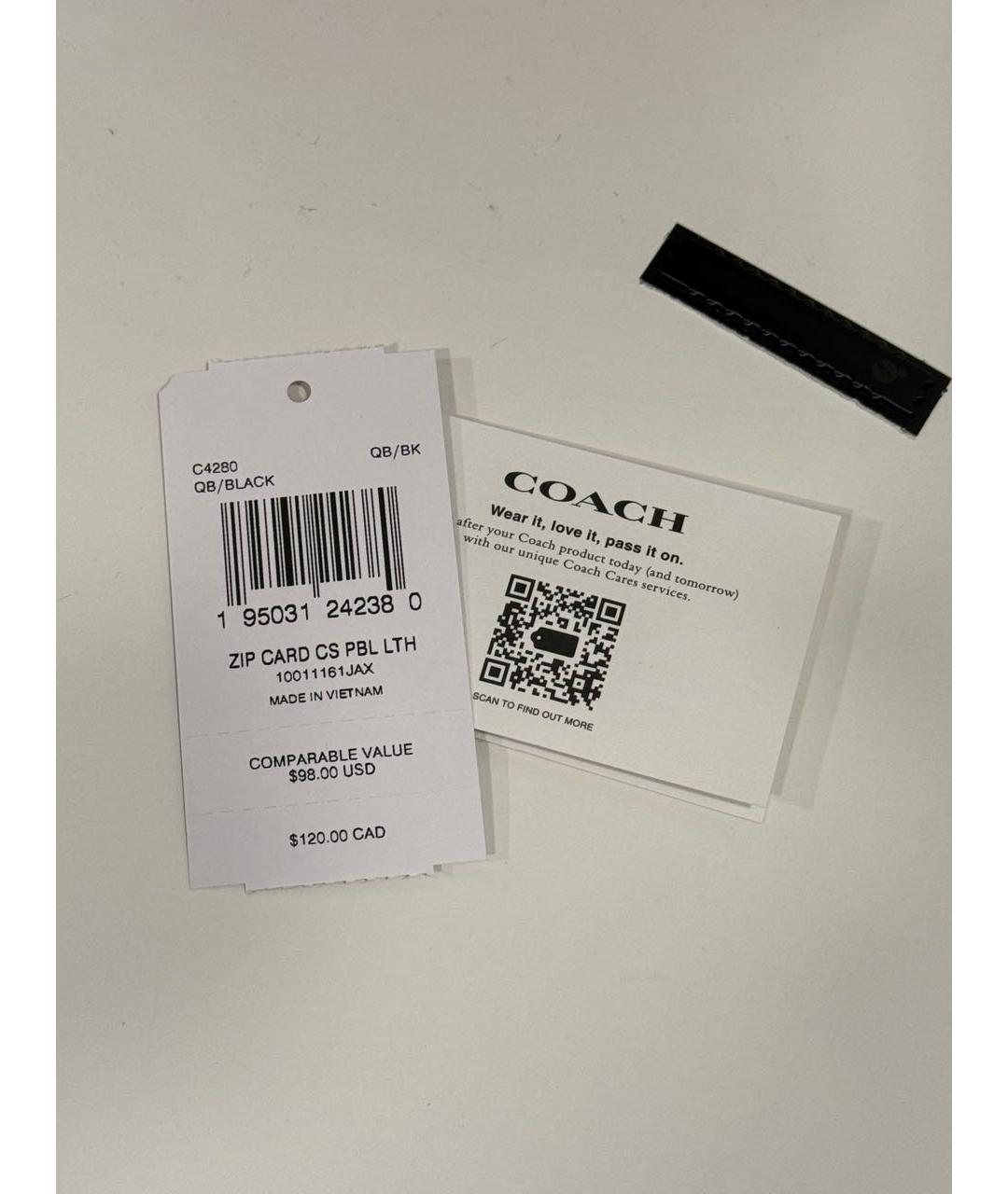 COACH Черный кожаный кардхолдер, фото 7