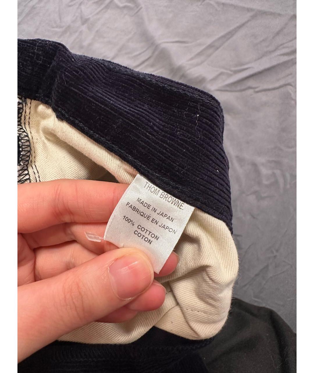 THOM BROWNE Черные хлопковые брюки чинос, фото 4