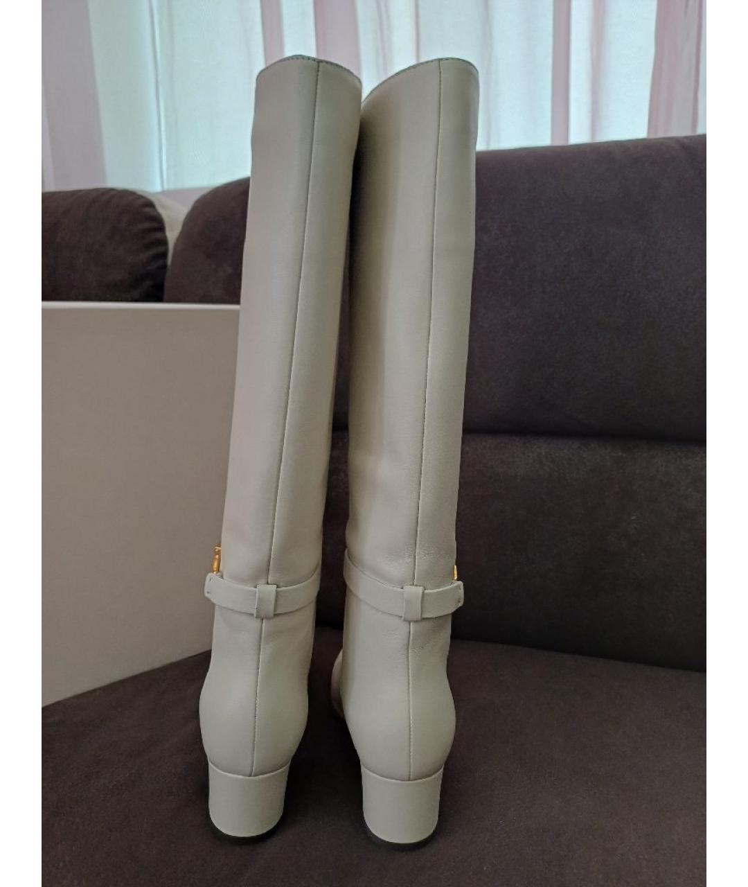 SERGIO ROSSI Белые кожаные сапоги, фото 8