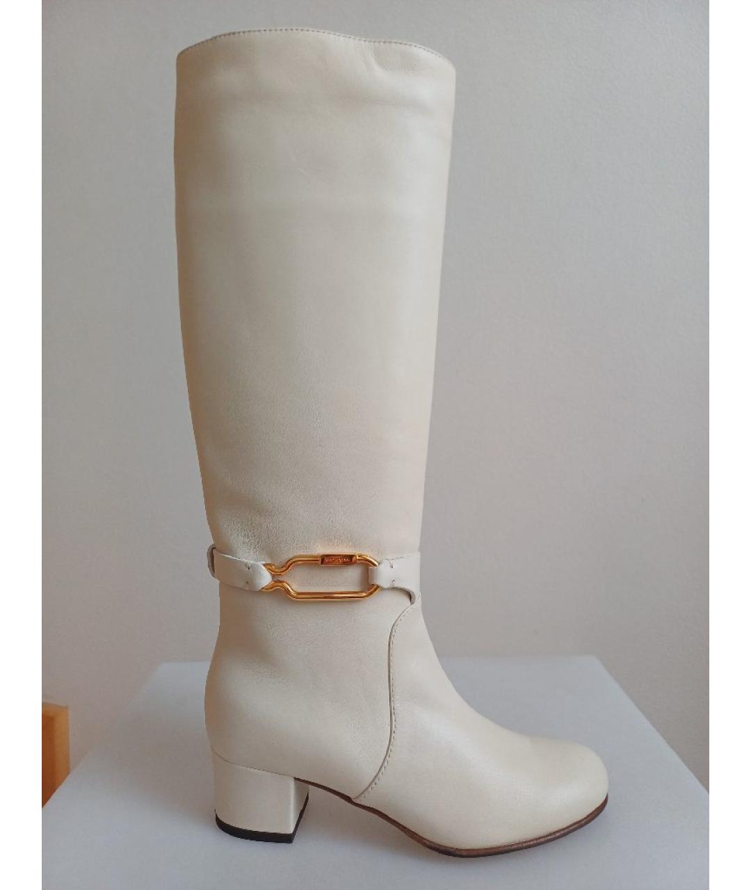 SERGIO ROSSI Белые кожаные сапоги, фото 10