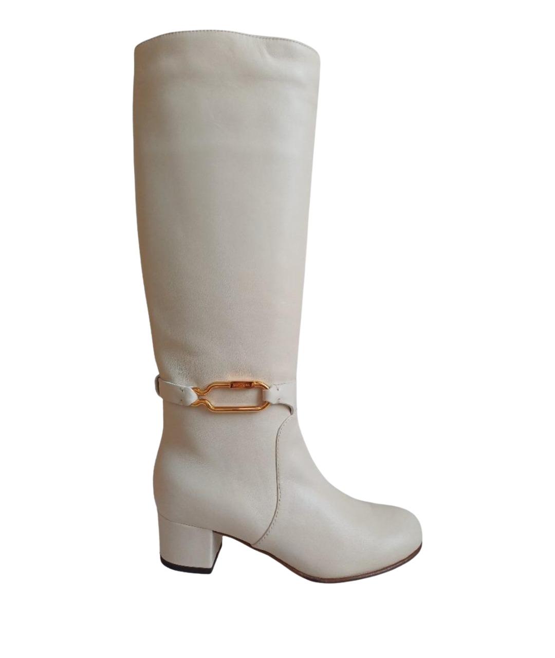 SERGIO ROSSI Белые кожаные сапоги, фото 1