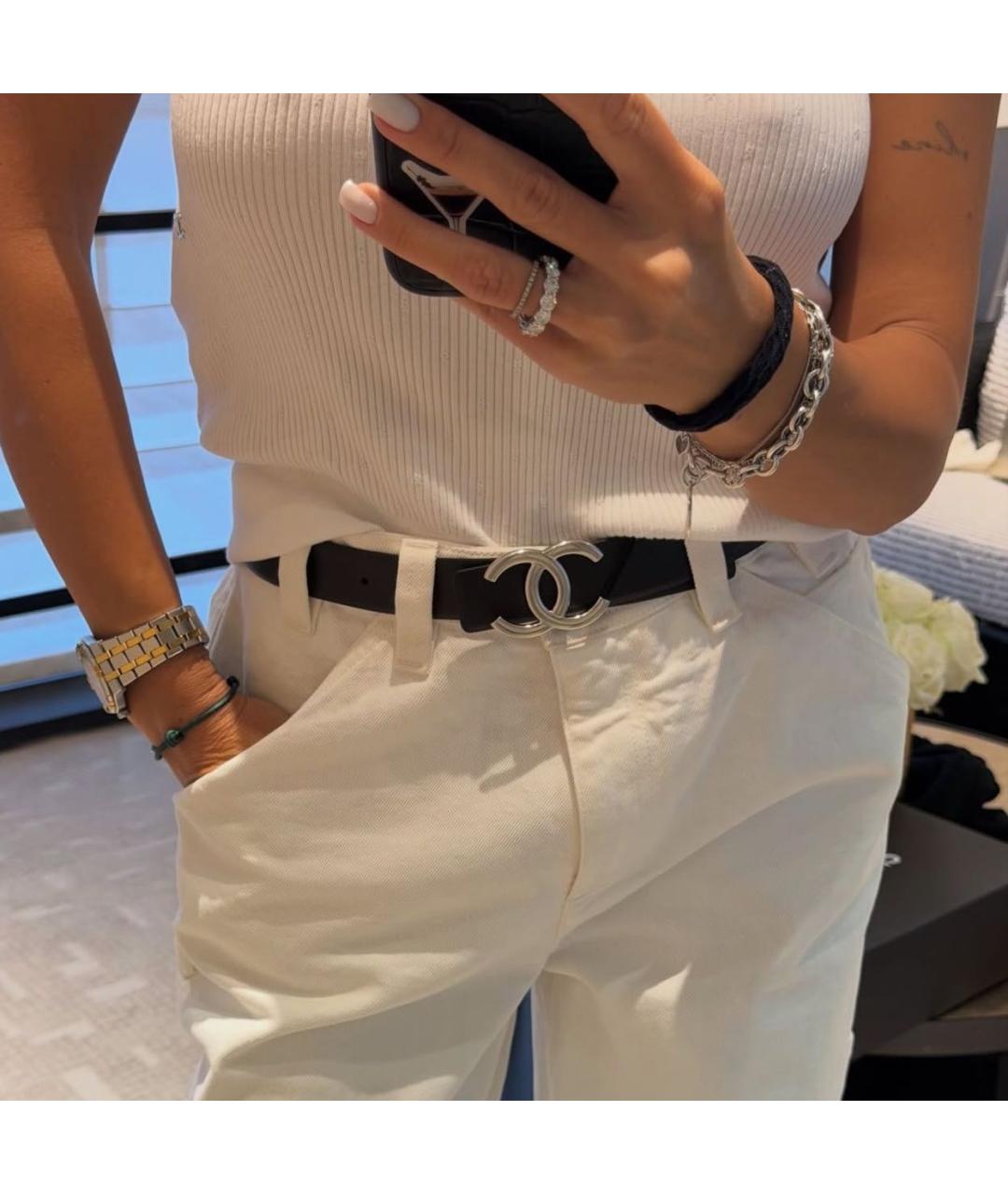 CHANEL Черный кожаный ремень, фото 3