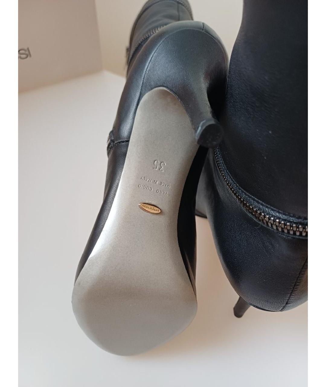 SERGIO ROSSI Черные кожаные сапоги, фото 9