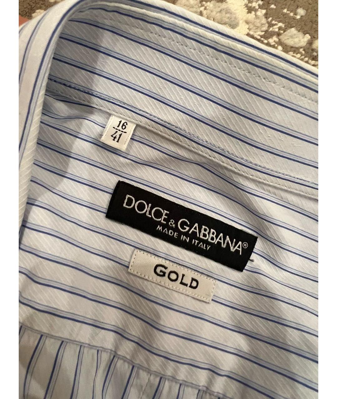 DOLCE&GABBANA Синяя хлопковая классическая рубашка, фото 4