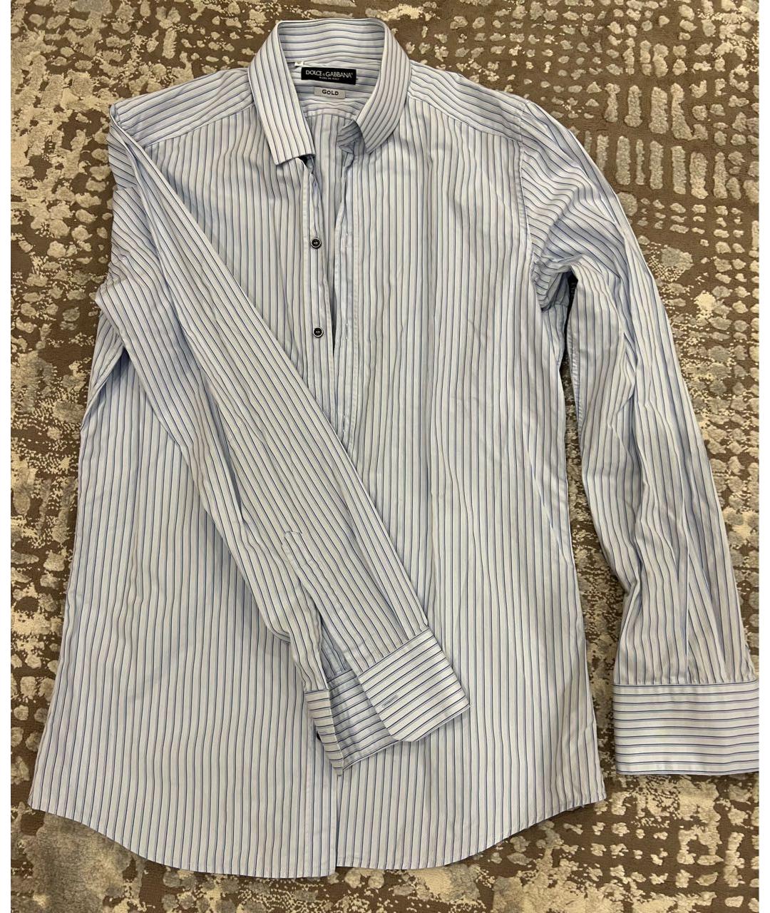 DOLCE&GABBANA Синяя хлопковая классическая рубашка, фото 5