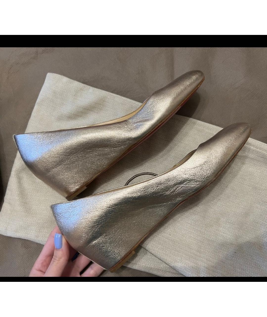 CHRISTIAN LOUBOUTIN Золотые кожаные туфли, фото 4