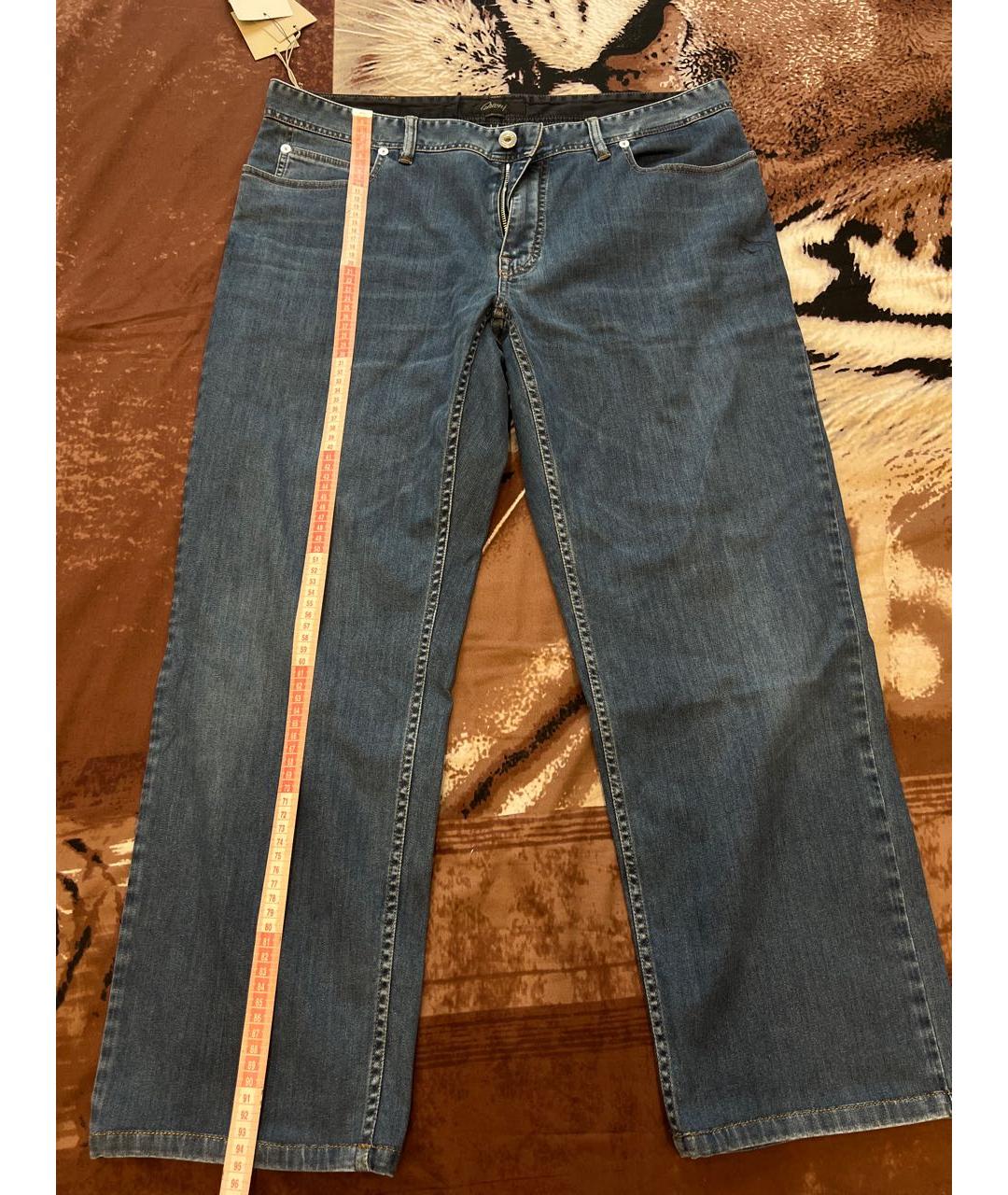 BRIONI Темно-синие хлопковые прямые джинсы, фото 5