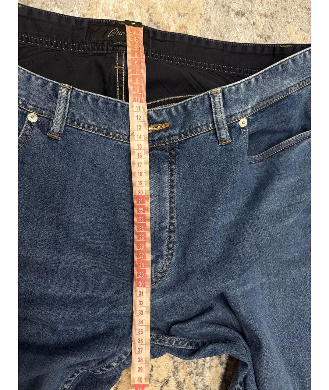 BRIONI Темно-синие хлопковые прямые джинсы, фото 2