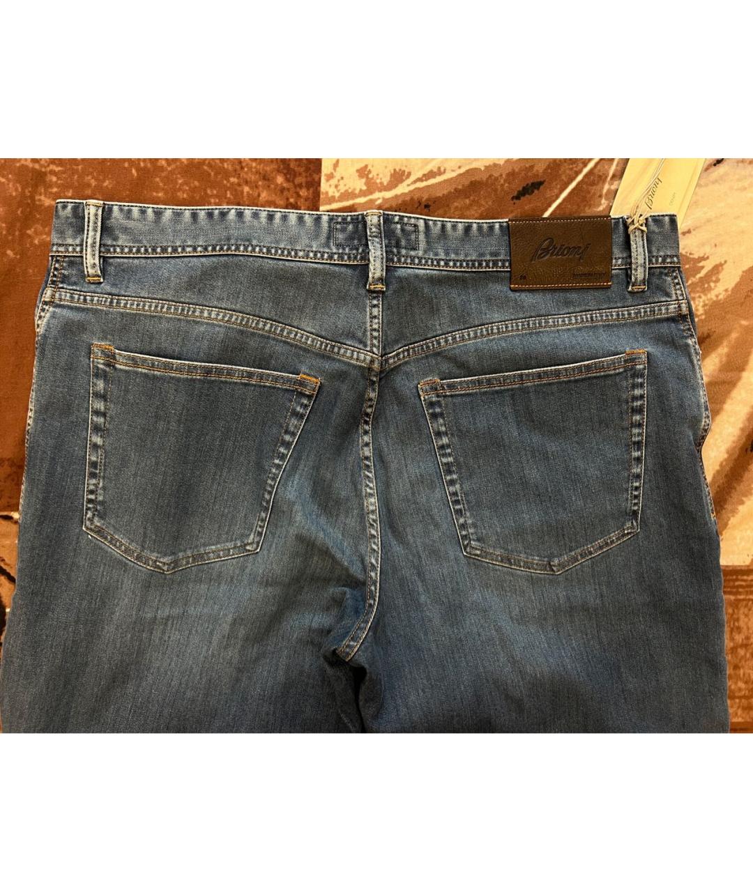 BRIONI Темно-синие хлопковые прямые джинсы, фото 4