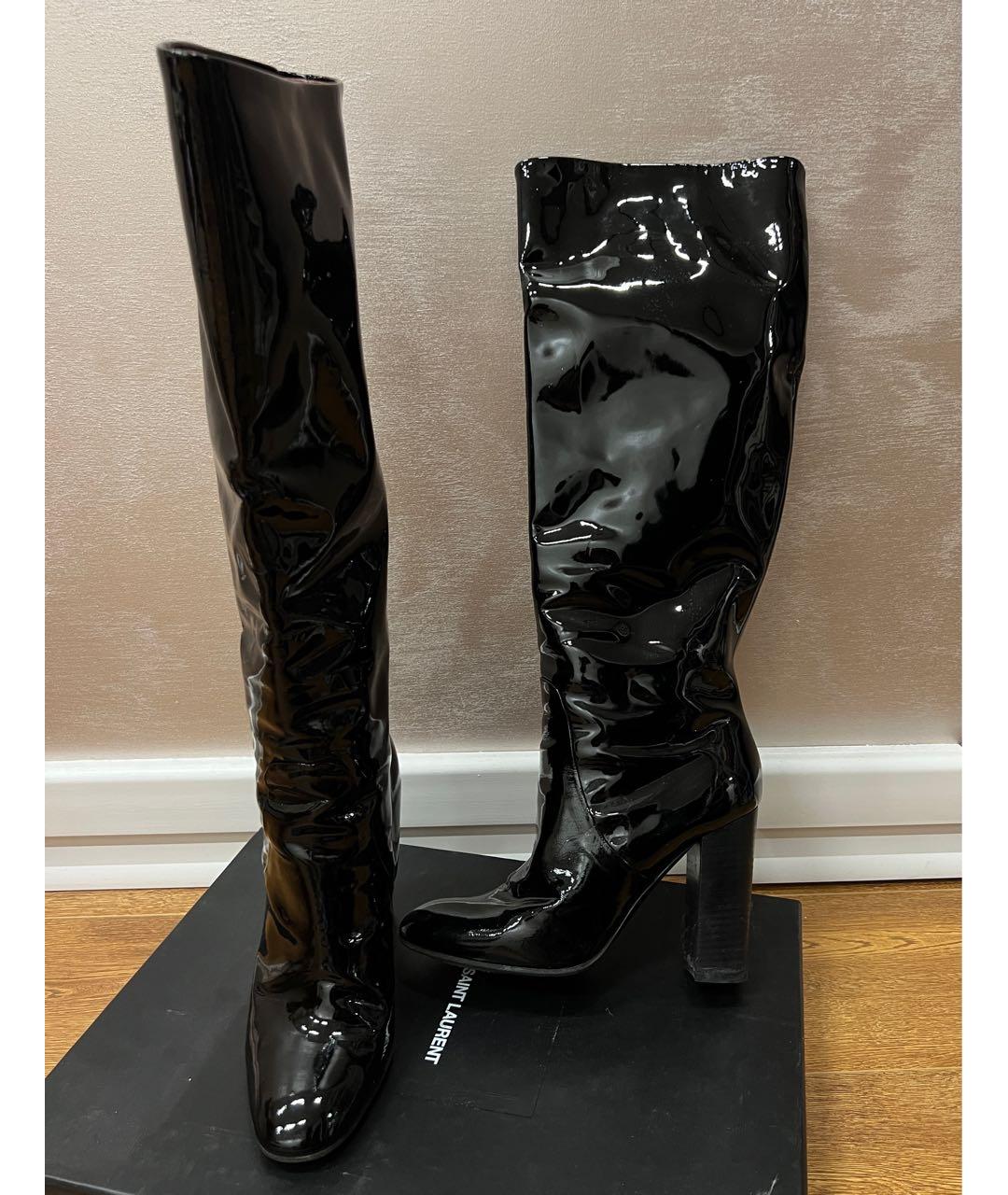 BOTTEGA VENETA Черные сапоги из лакированной кожи, фото 5