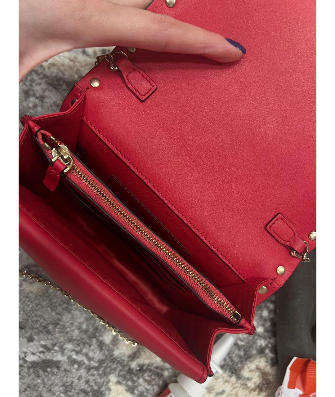 VALENTINO Красная кожаная сумка через плечо, фото 4