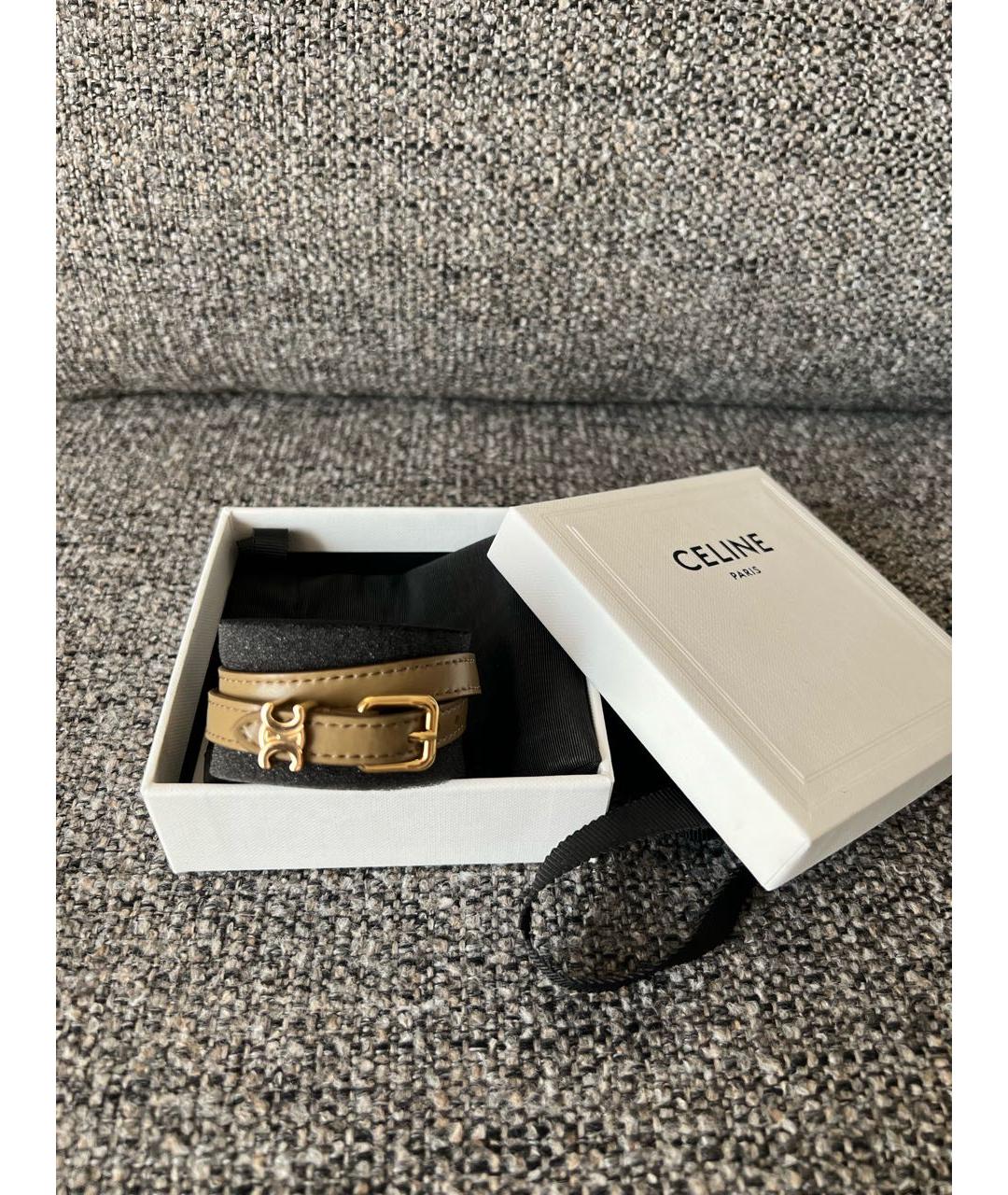 CELINE Хаки кожаный браслет, фото 3