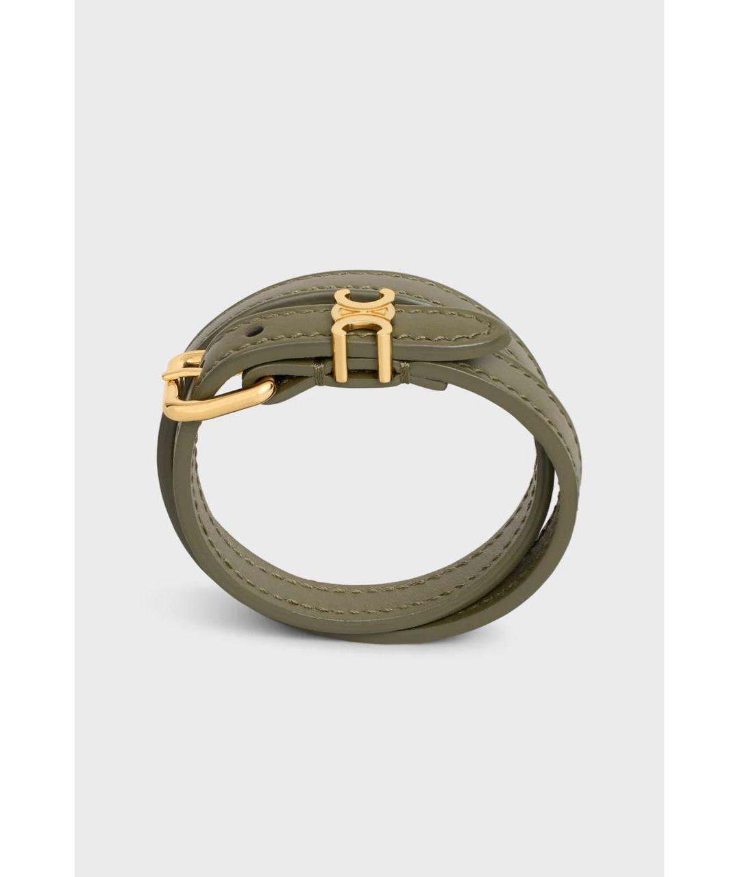 CELINE Хаки кожаный браслет, фото 2