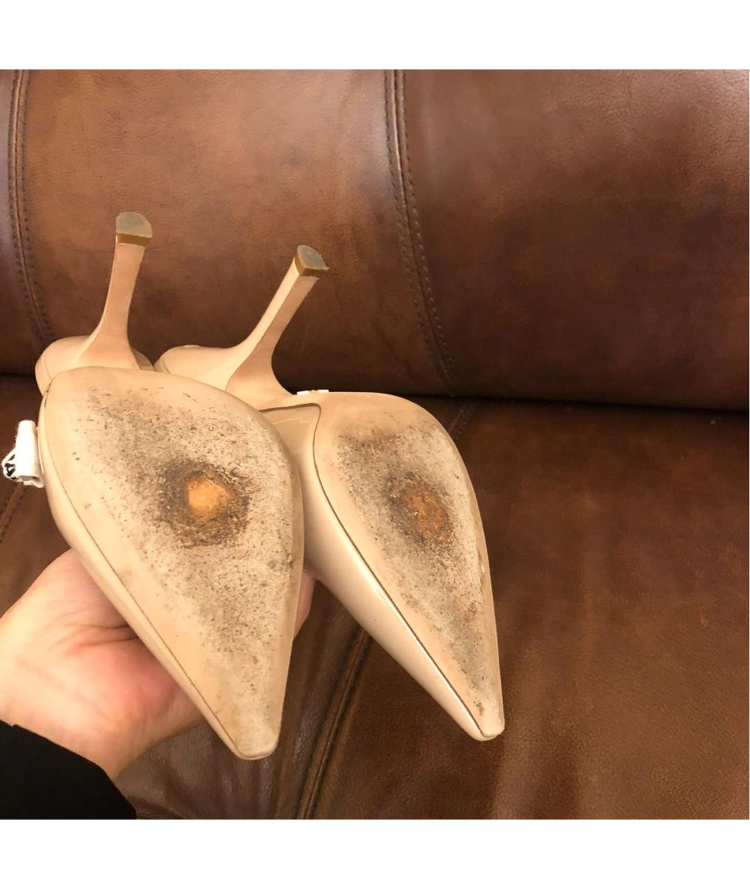 CHRISTIAN DIOR Бежевые туфли из лакированной кожи, фото 7