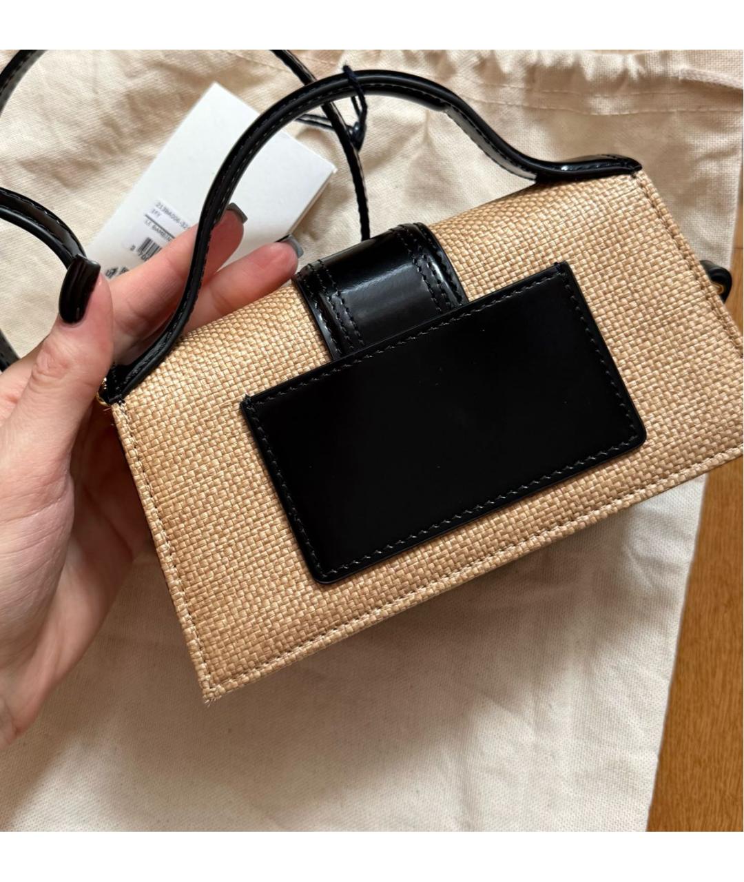 JACQUEMUS Черная сумка через плечо из искусственной кожи, фото 7