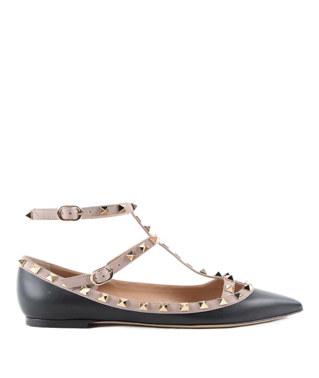 VALENTINO Черные кожаные балетки, фото 1