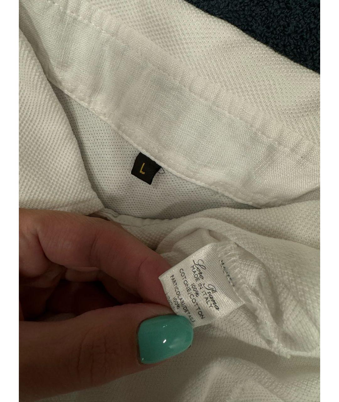 LORO PIANA Белое хлопковое поло с коротким рукавом, фото 2