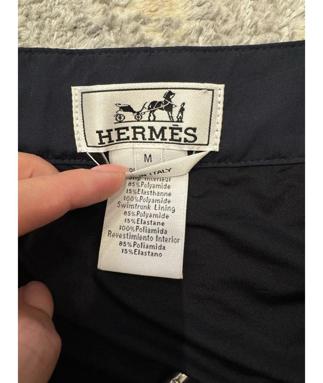 HERMES Темно-синие хлопко-эластановые шорты, фото 3