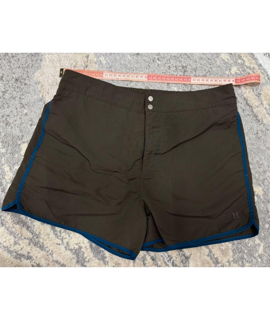 HERMES Горчичные полиэстеровые шорты, фото 4