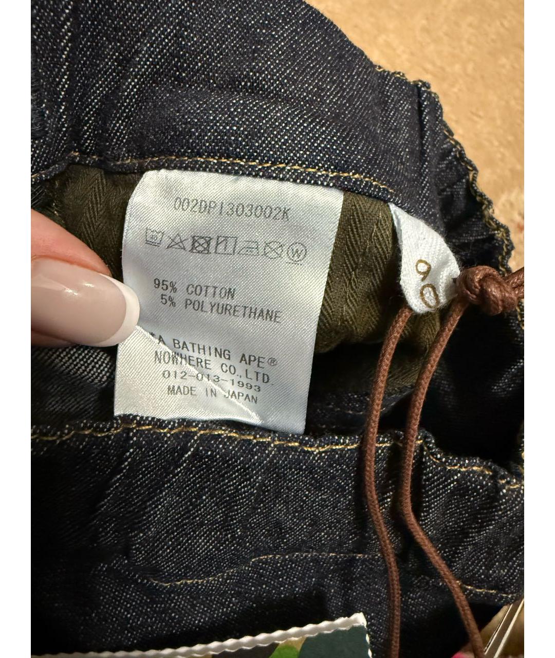 A BATHING APE Темно-синие хлопковые детские джинсы, фото 3