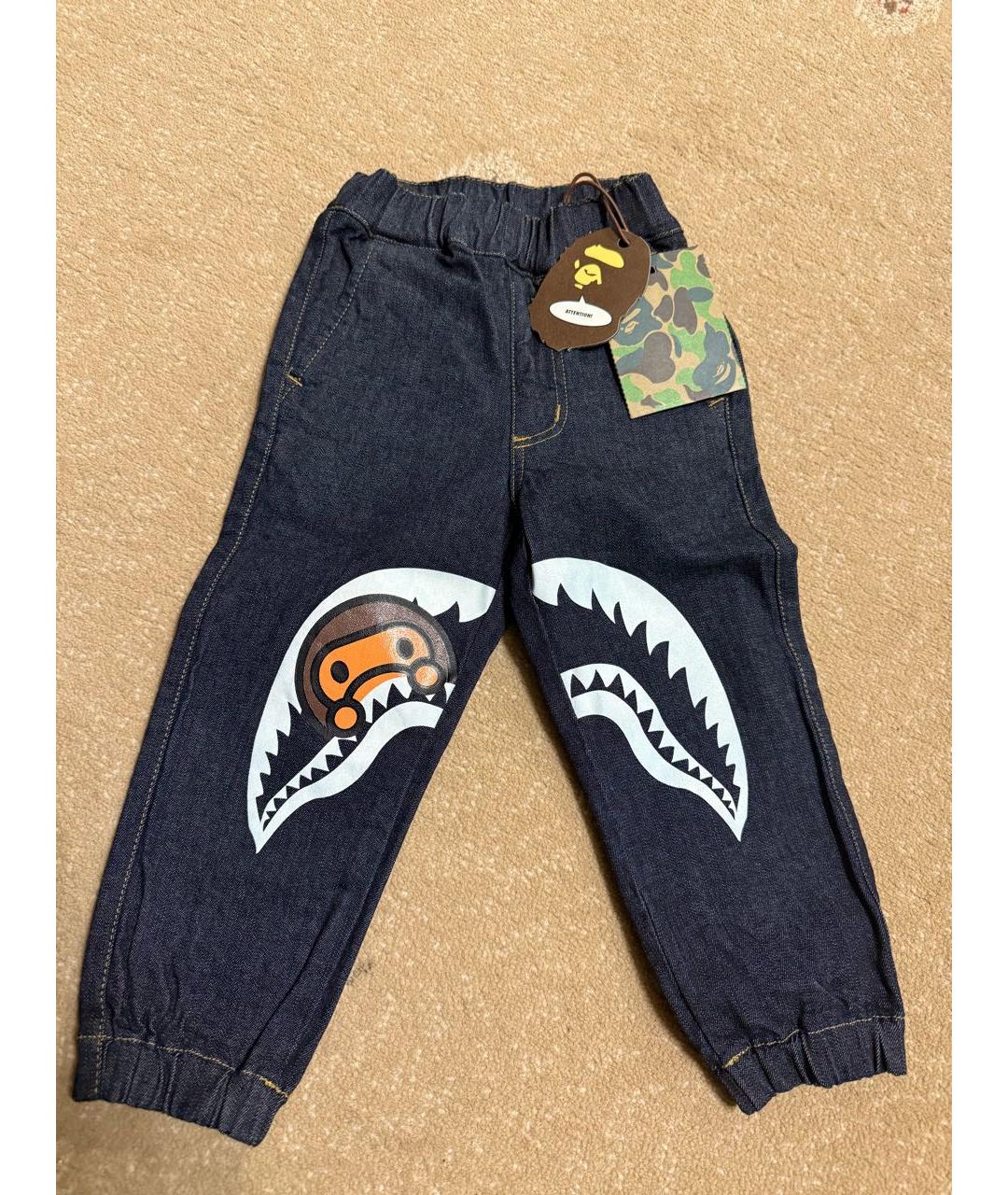 A BATHING APE Темно-синие хлопковые детские джинсы, фото 6