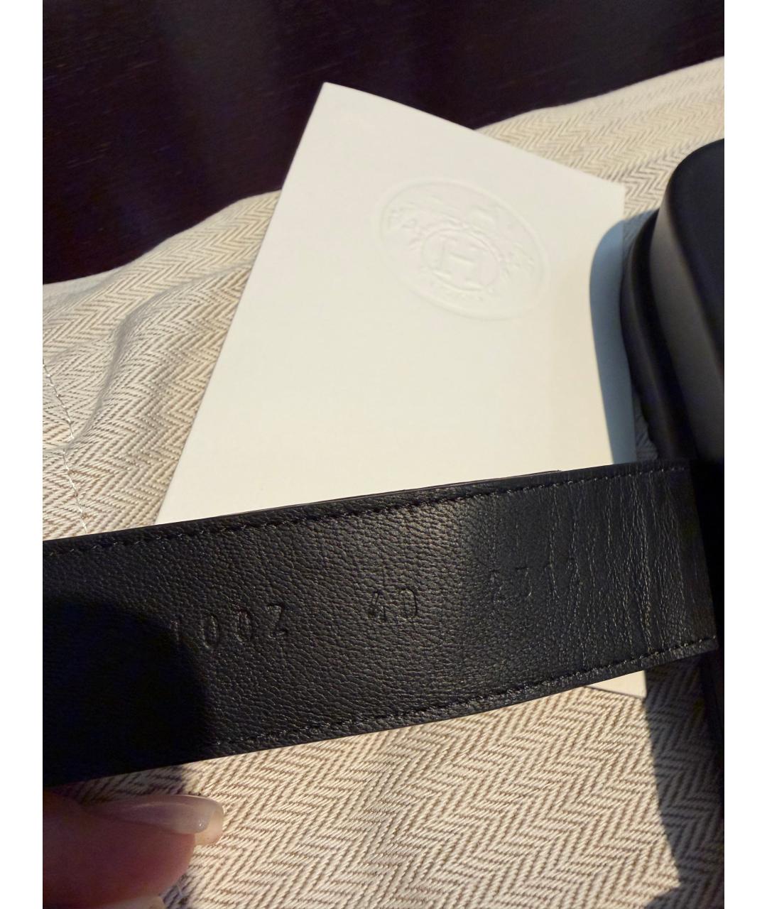 HERMES Черные кожаные сандалии, фото 6