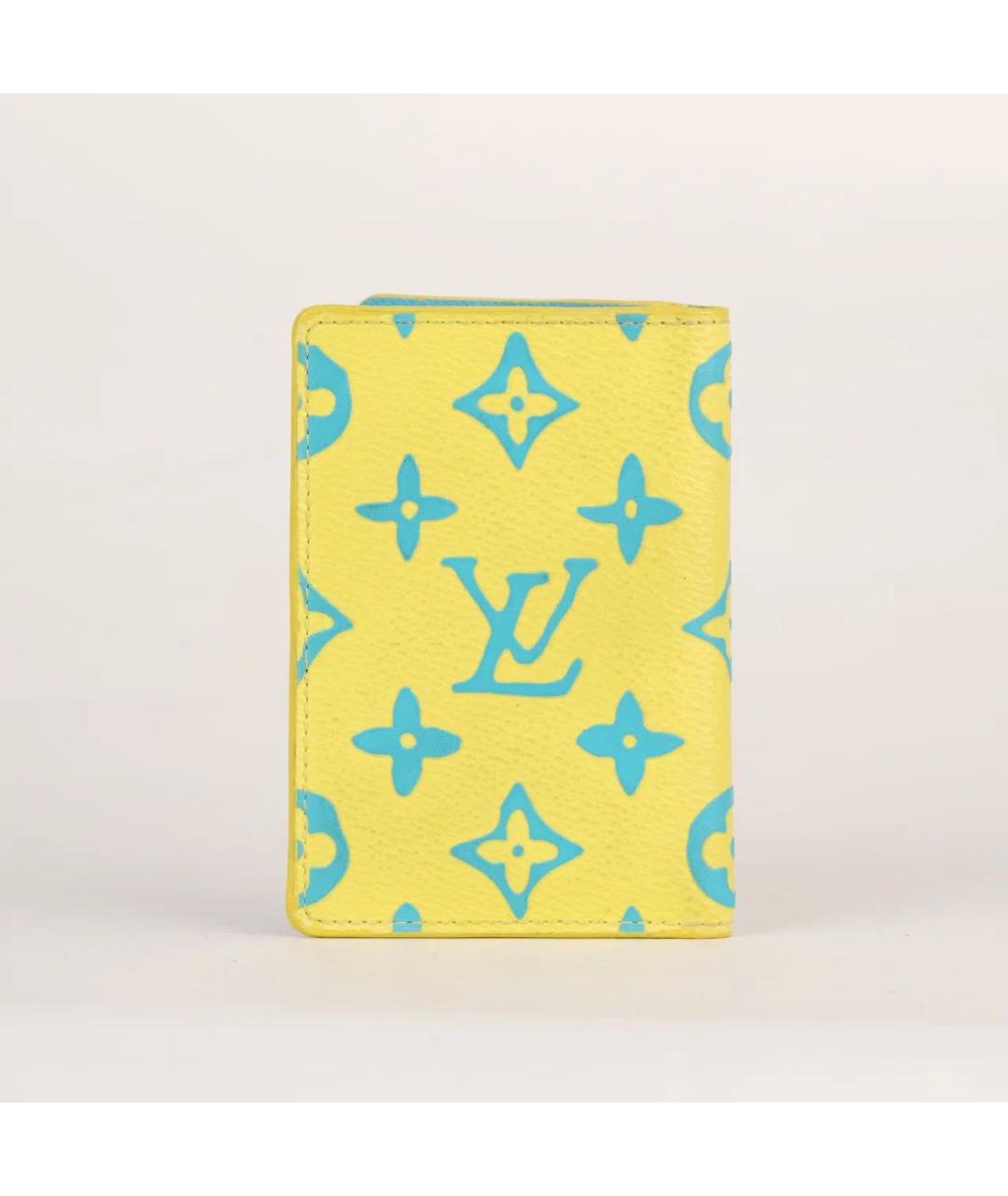 LOUIS VUITTON Желтый кожаный кардхолдер, фото 2