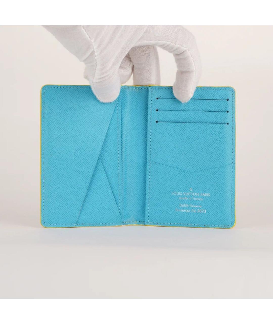 LOUIS VUITTON Желтый кожаный кардхолдер, фото 3