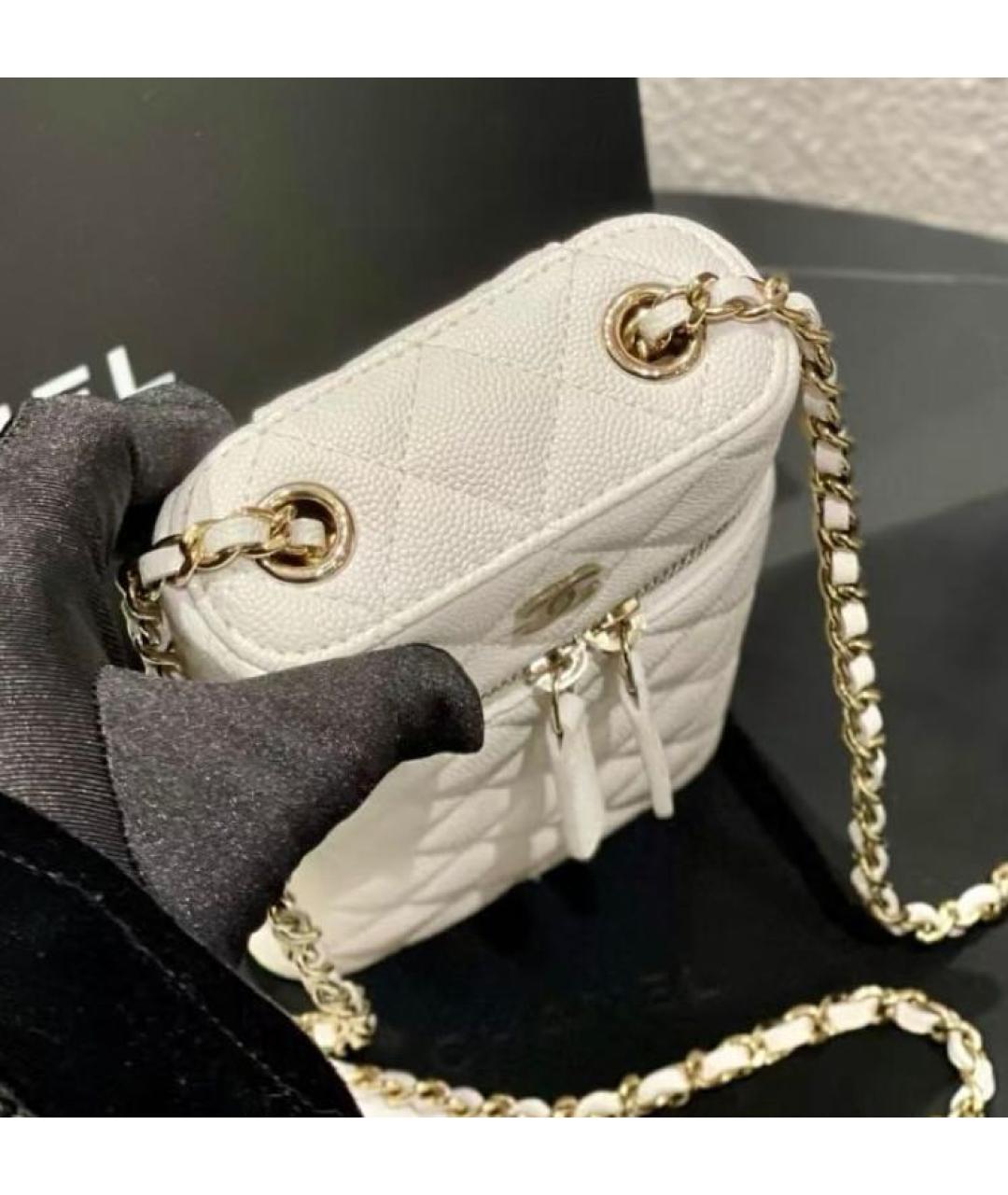 CHANEL Белая кожаная сумка через плечо, фото 5