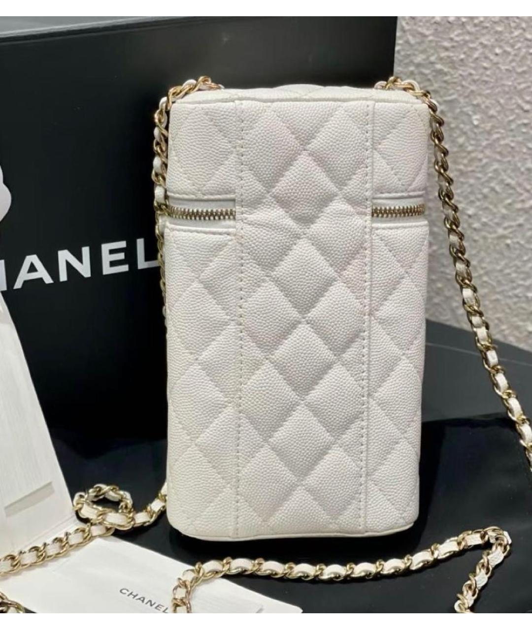 CHANEL Белая кожаная сумка через плечо, фото 7