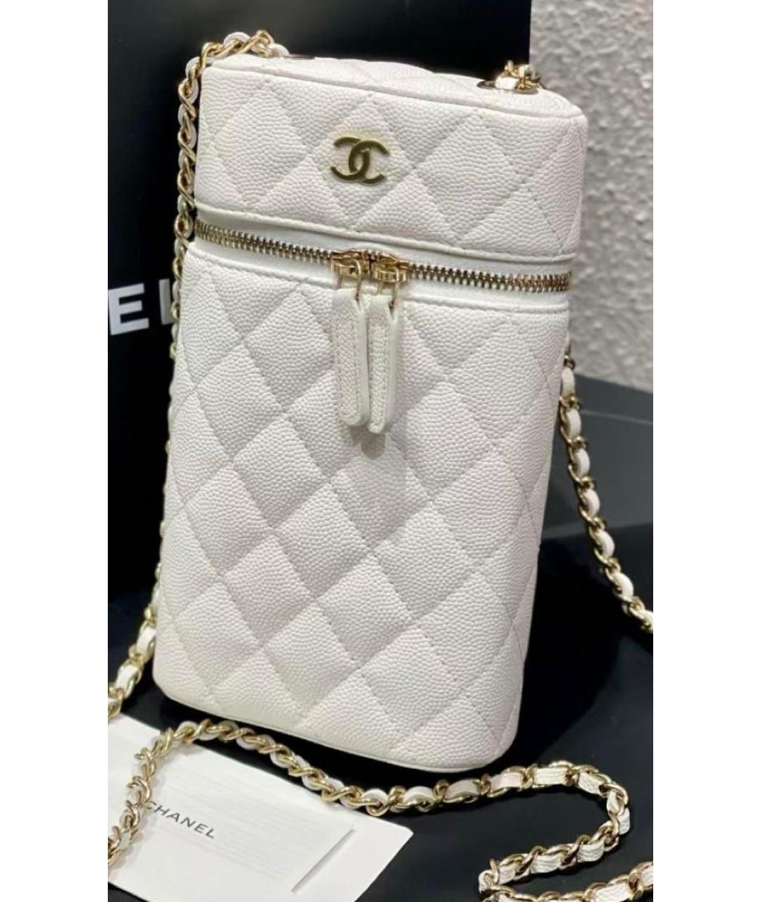 CHANEL Белая кожаная сумка через плечо, фото 6