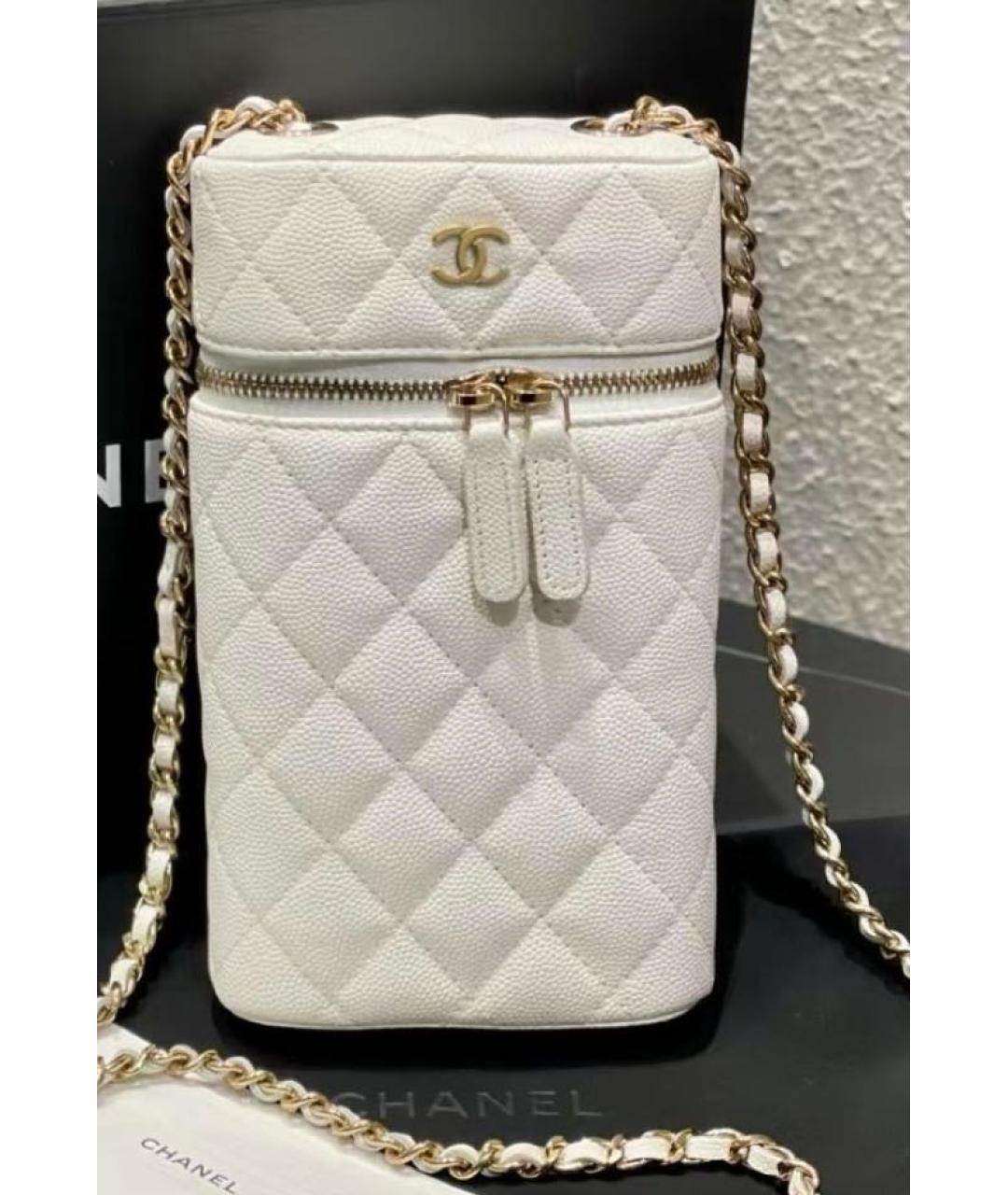 CHANEL Белая кожаная сумка через плечо, фото 2