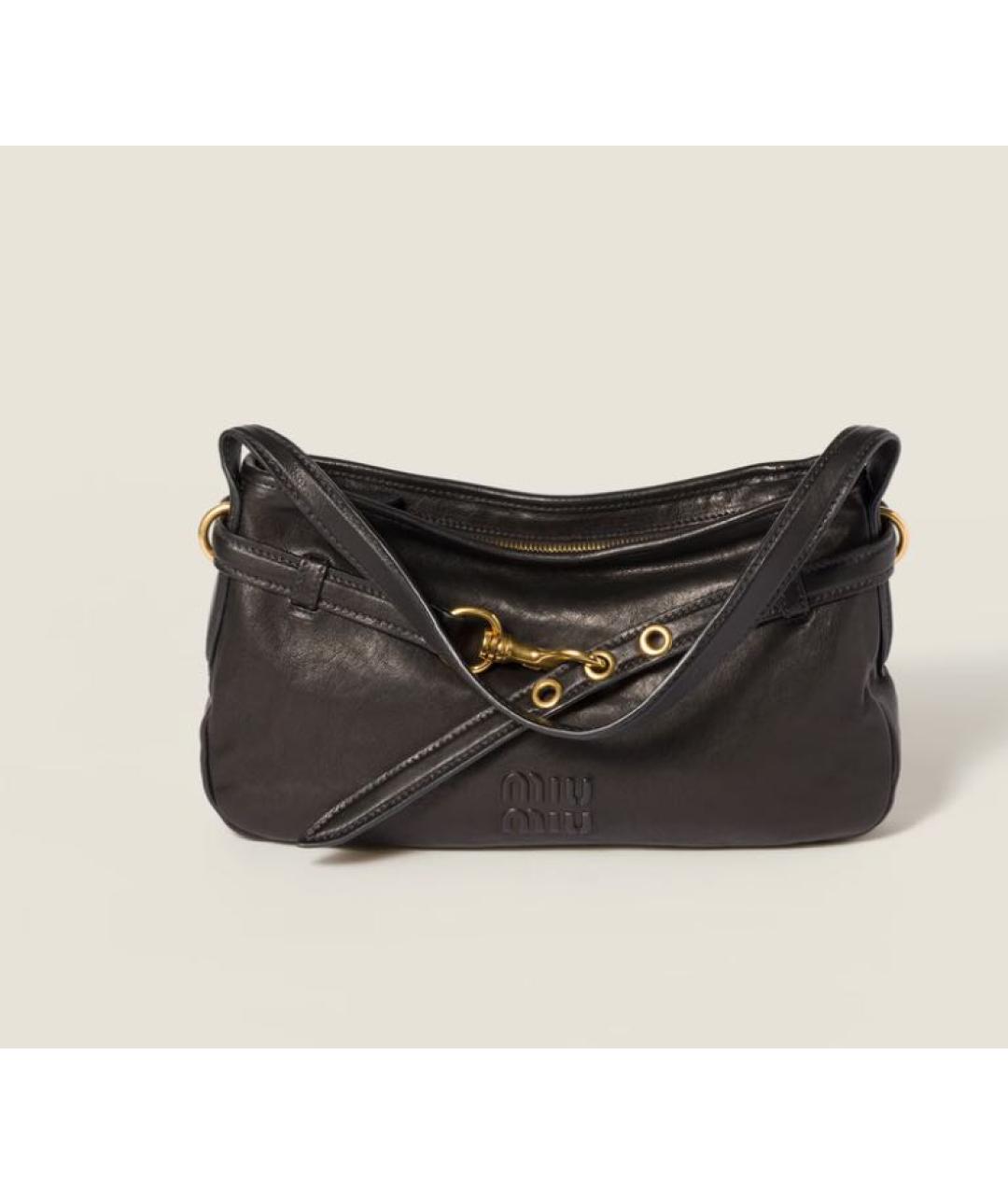 MIU MIU Черная кожаная сумка с короткими ручками, фото 4