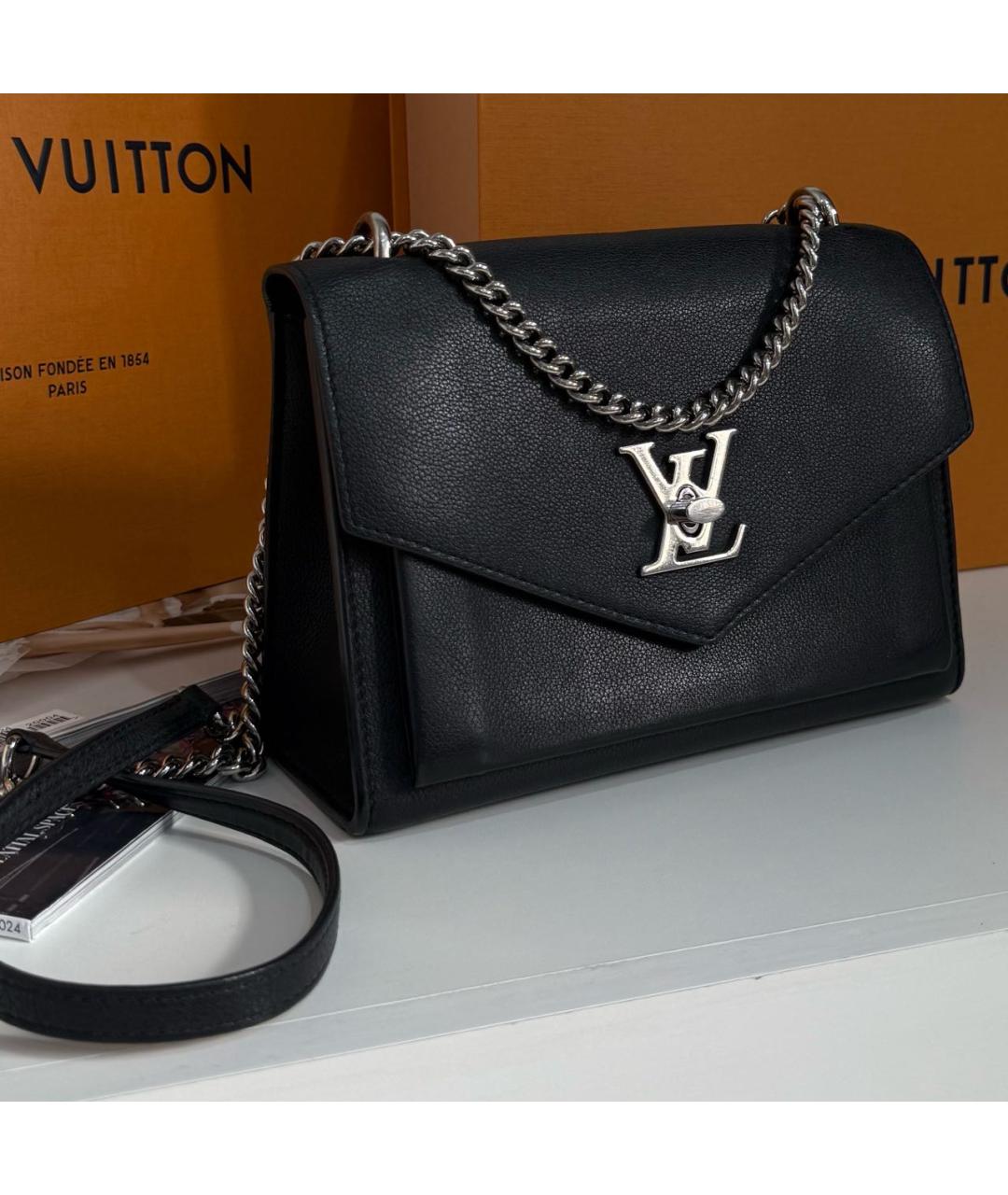 LOUIS VUITTON Черная кожаная сумка через плечо, фото 2