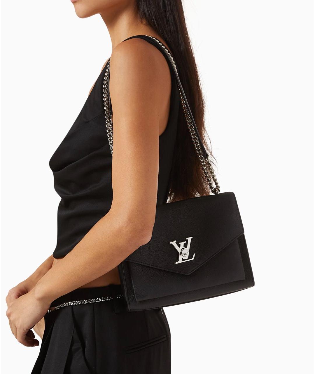 LOUIS VUITTON Черная кожаная сумка через плечо, фото 4