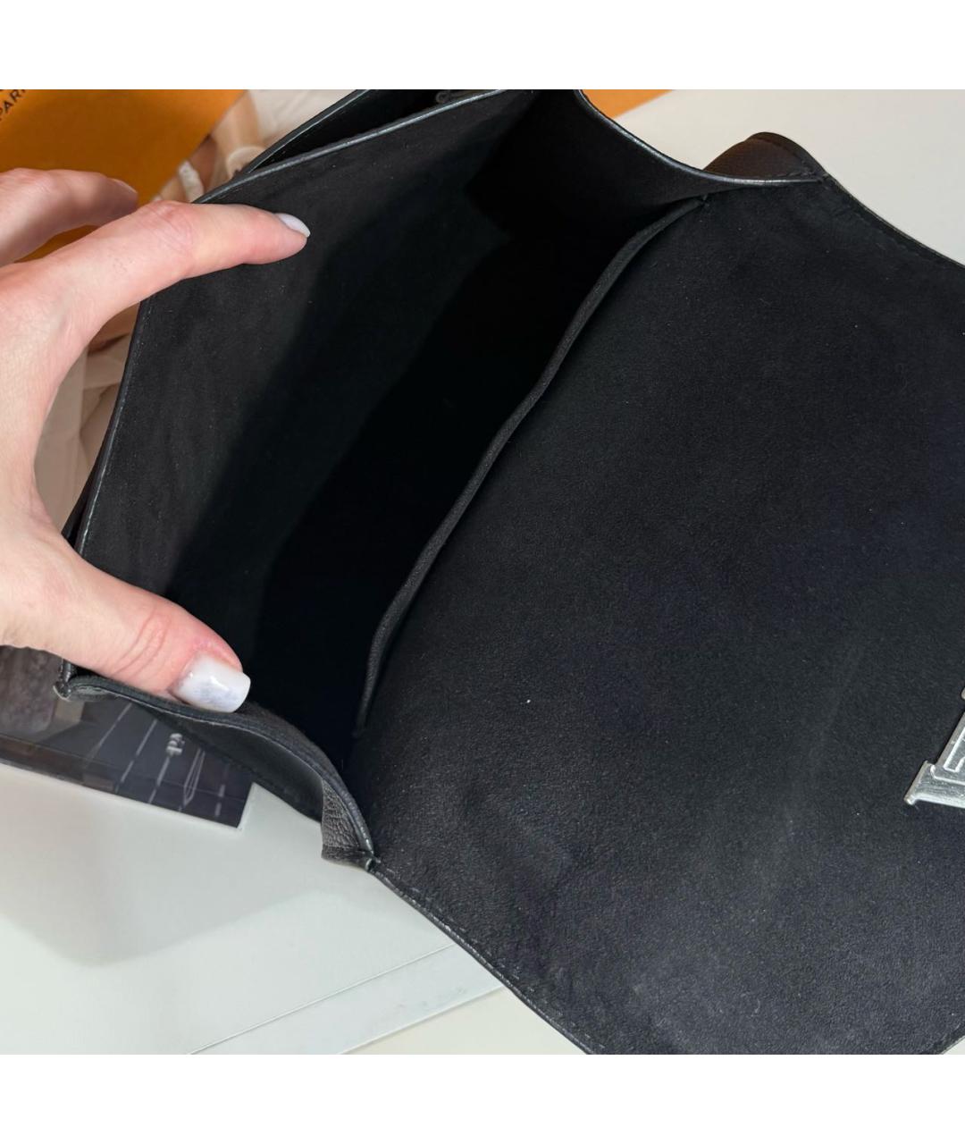 LOUIS VUITTON Черная кожаная сумка через плечо, фото 7